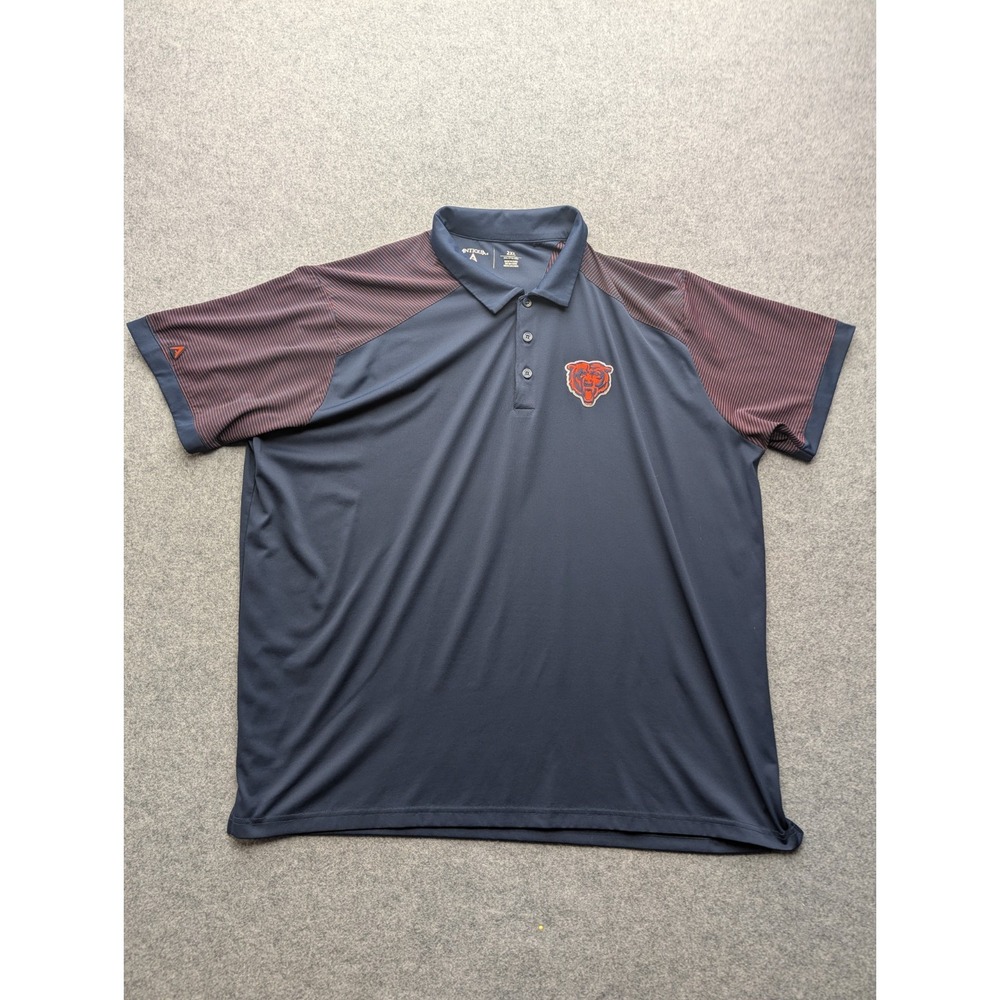 Antigua Chicago Bears Polo Shirt Men 2XL Navy Blue Performance Golf Pinstripe